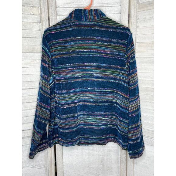 Coldwater Creek Blue Multi-Color Striped Lightweight Jacket Women's Size M - Picture 2 of 6